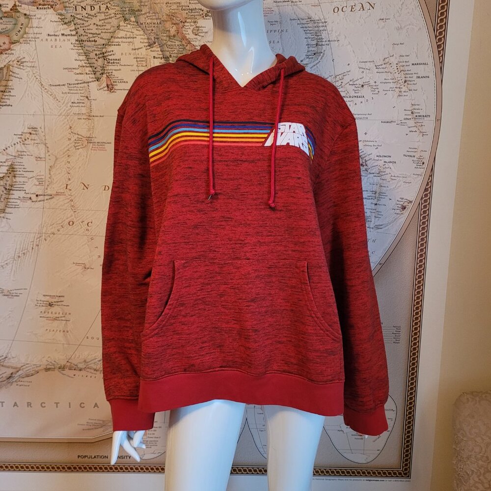 Star Wars Vintage Deep Red hoodie rainbow graphic unisex kangaroo pocket geek 2X